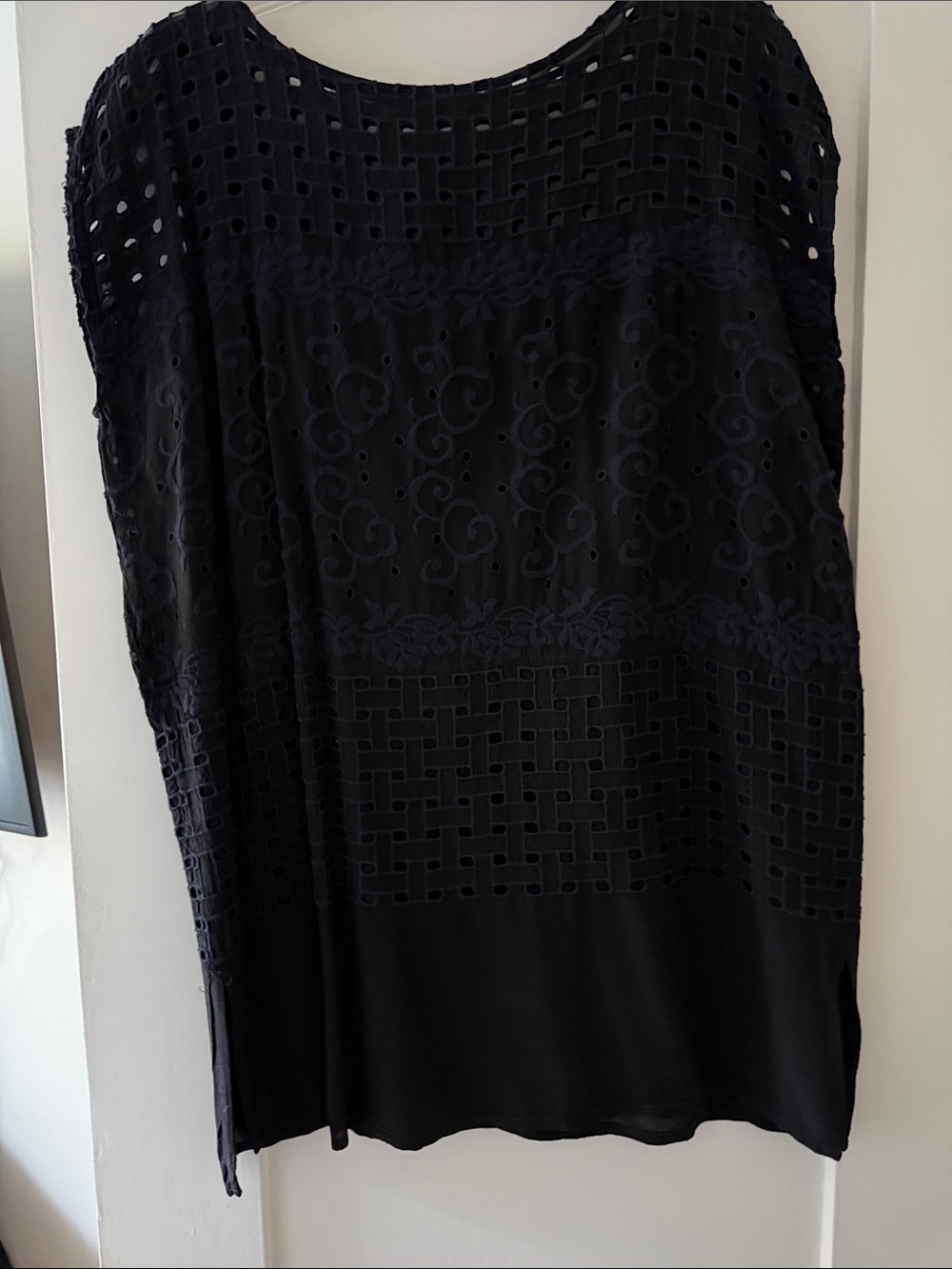 Johnny Was Black Eyelet & Embroidered Tunic
